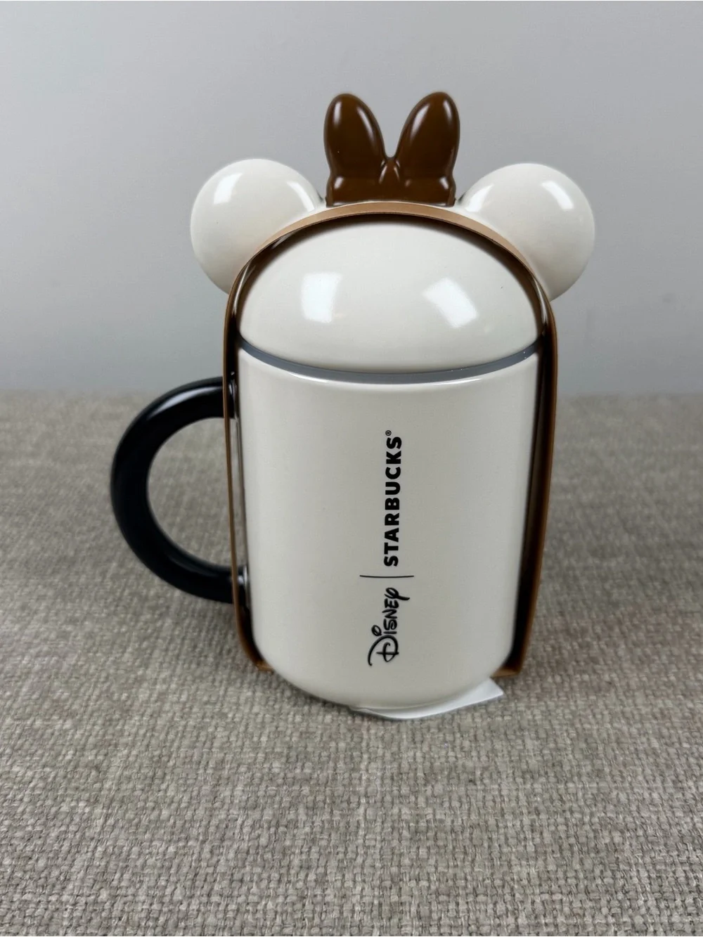 New Starbucks Korea Disney Minnie Mouse Coffee Tea Mug Ceramic Cover Cup Kawaii